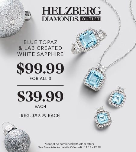 BLUE TOPAZ AND LAB CREATED WHITE SAPPHIRE GIFT BUNDLE